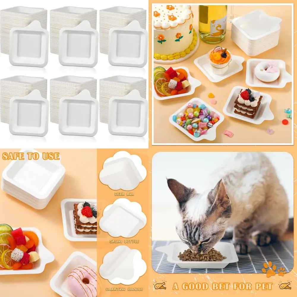 

Disposable Paper Plates Bulk, 1000 Pack Square White, Eco-Friendly Sugarcane Base, Ideal for Parties, Snacks, Desserts, and Cele