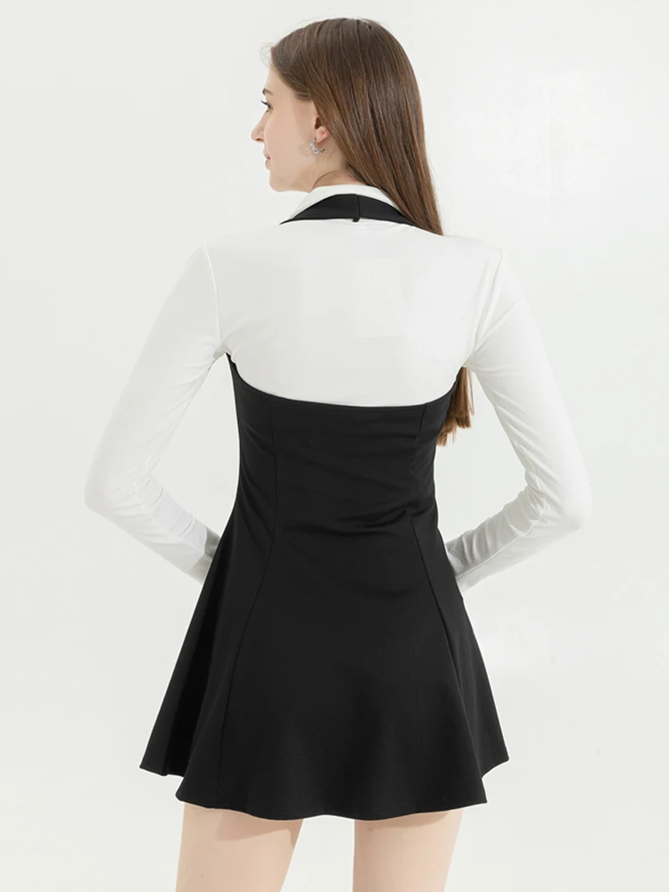 Korean Y2k Two Piece Sets Fall Outfits Office Women Skirt Sets Lapel Cardigan Crop Tops + Suspender Mini Skirt Elegante Clothes