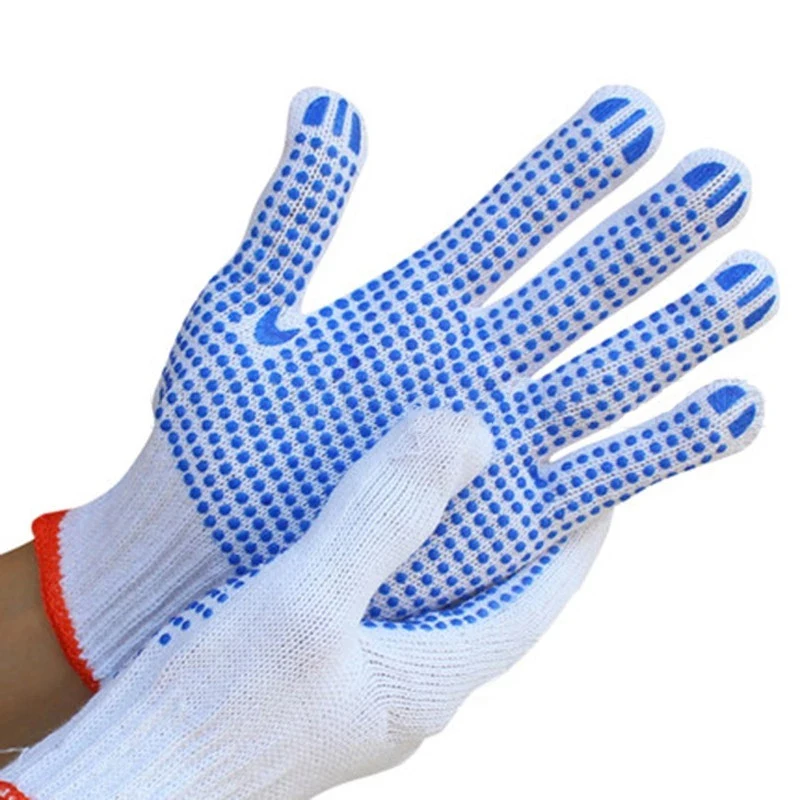 Labor Protection Yarn Gloves Cotton Thread, Dispensing Gloves Cotton Non-slip Beaded Gloves Site Driver, Auto Repair Work Gloves