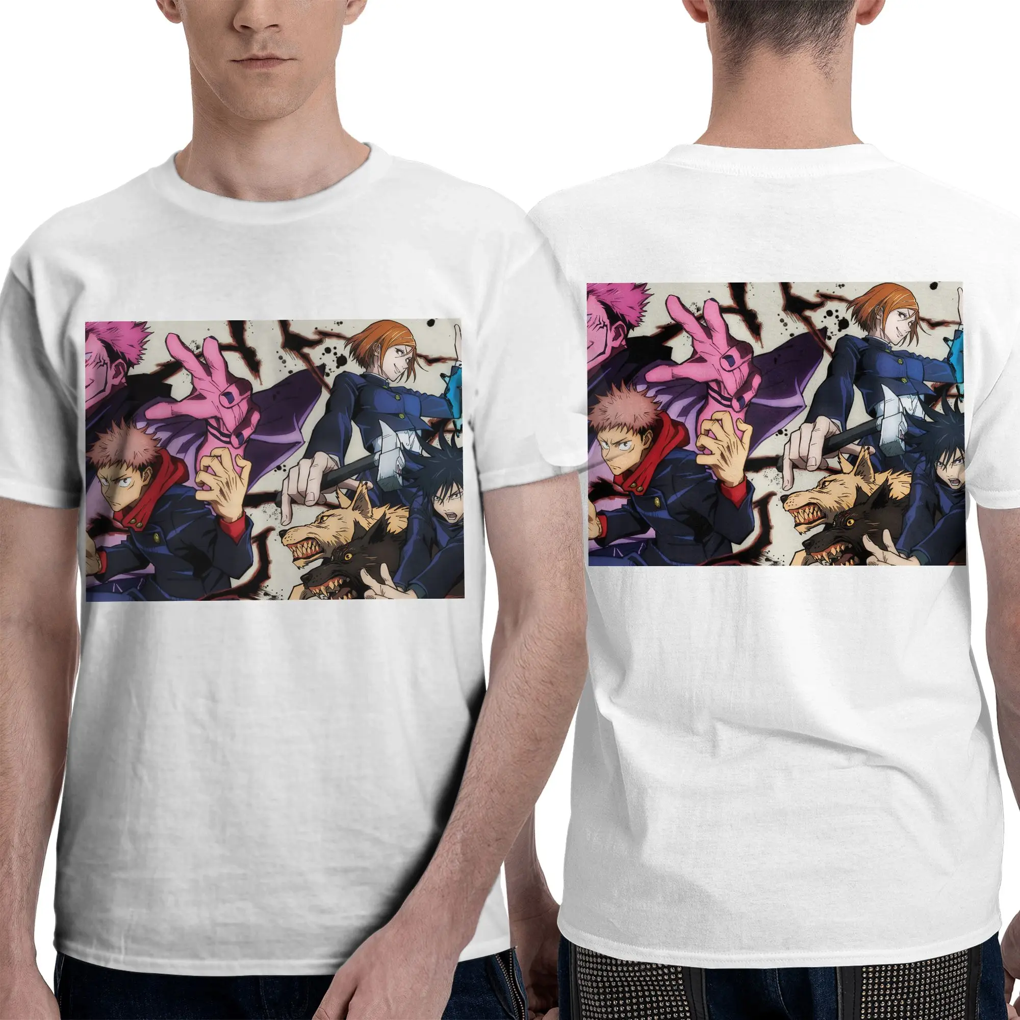 100% Cotton Megumi Besto Friendo Jujutsu Kaisen Sukuna Anime T-Shirt Men's Double Sided T Shirt Men Summer Shirts Tops Oversized