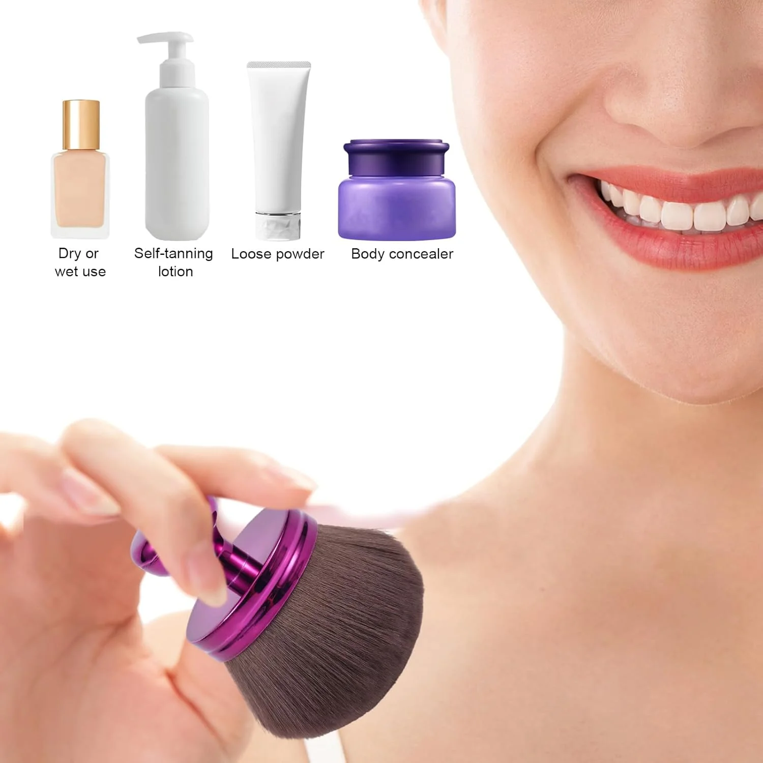 Extra Large Body Self Tanner Makeup Brush, 3 Inch Wide Head Kabuki Tanning Brush for Powder, Blush, Foundation & Bronzer, Purple