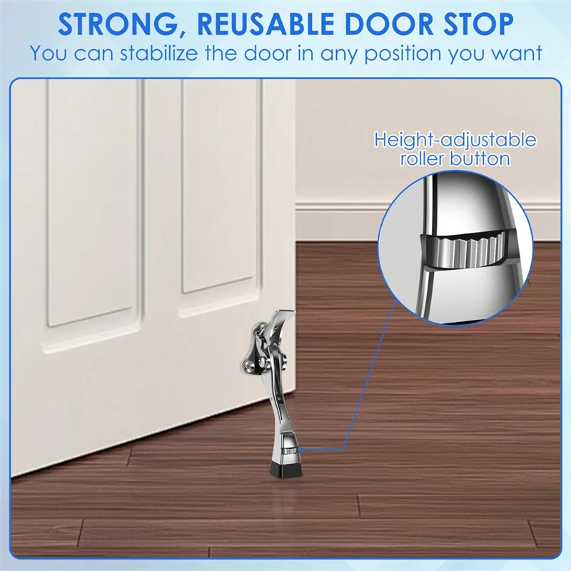 ABXF-킥 다운 도어 스토퍼 스테인리스 스틸 킥다운 고무 버퍼 무소음 고강도 높이 조절 가능 가정용 차고 도어 홀더