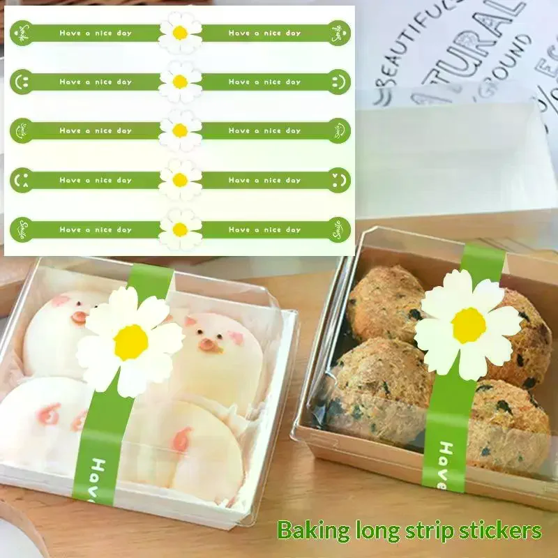 50pcs Long Gift Sealing Stickers Self-Adhesive Packaging Sealing Sticker For Cake Baking Decoration Sticker