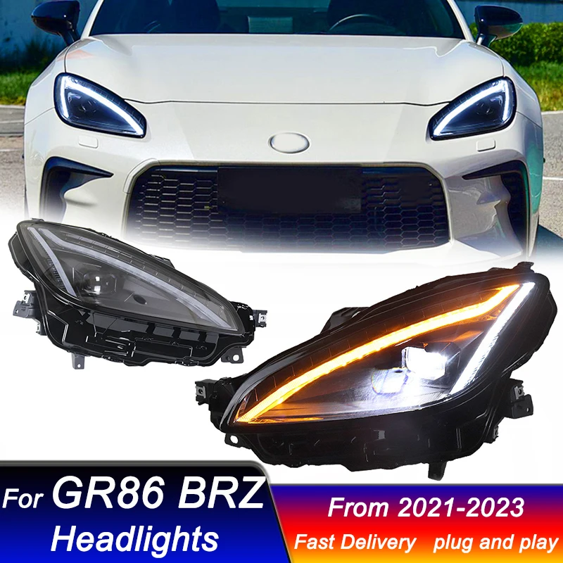 

Автомобильные светодиодные фары для Toyota GR86 Subaru BRZ 2021-2023, полностью светодиодные фары, обновление DRL, динамическая сигнальная лампа, передний фонарь в сборе