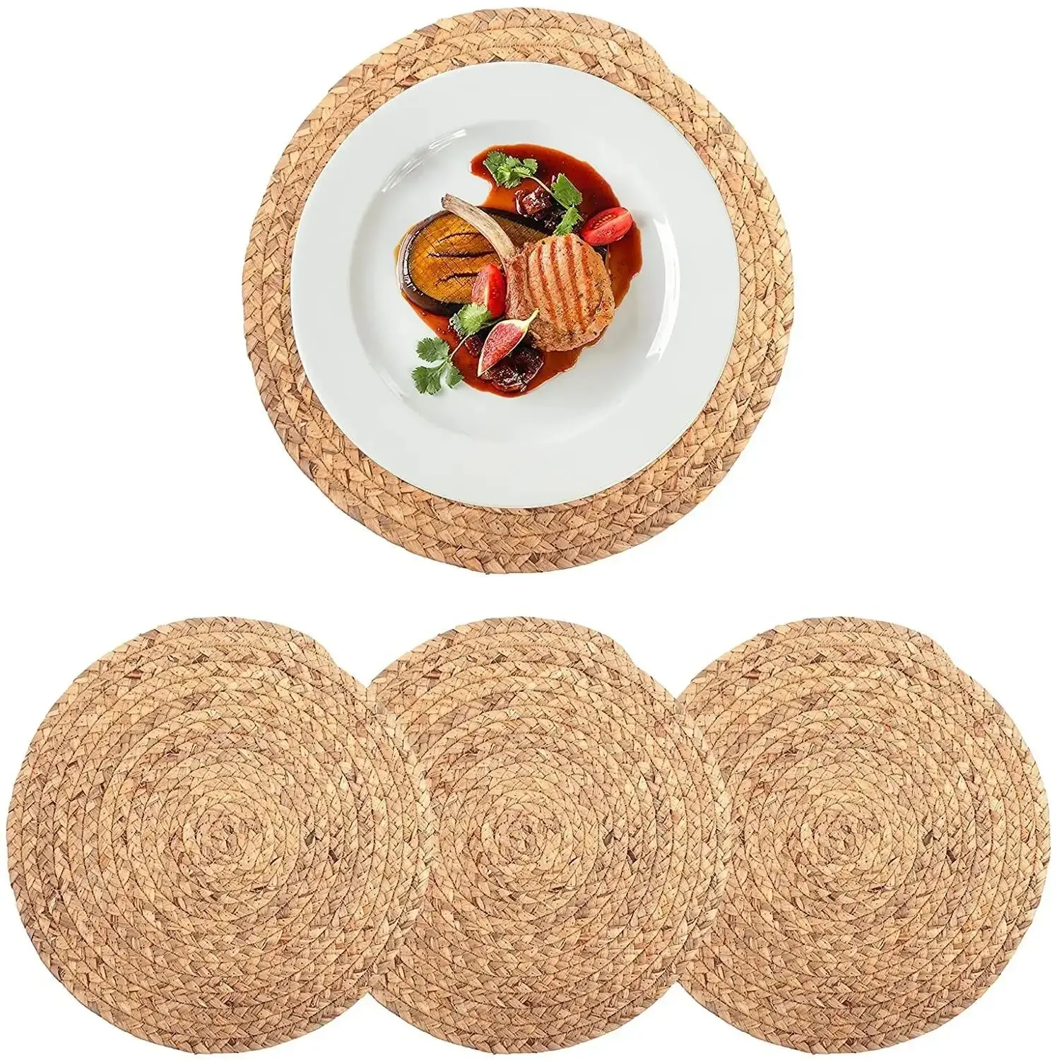 New Manufacturer\'s Stock Handmade Woven Gourd Grass Meal Mats,Heat-insulating And Anti Scalding Clay Pots, Coasters