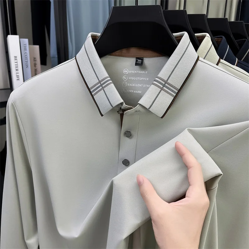 

2025 Autumn Casual Versatile Outdoor Simple Outdoor Best-selling Men's Top Long-sleeved T-shirt Polo Shirt with Collar