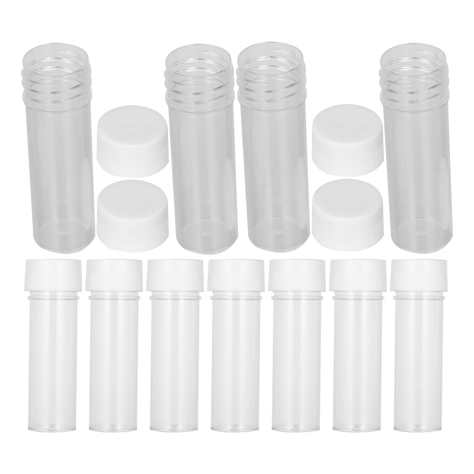 

20 Pcs Culture Tube Test Tubes Plastic Sample Vials Storage Science Scientific Laboratory Clear