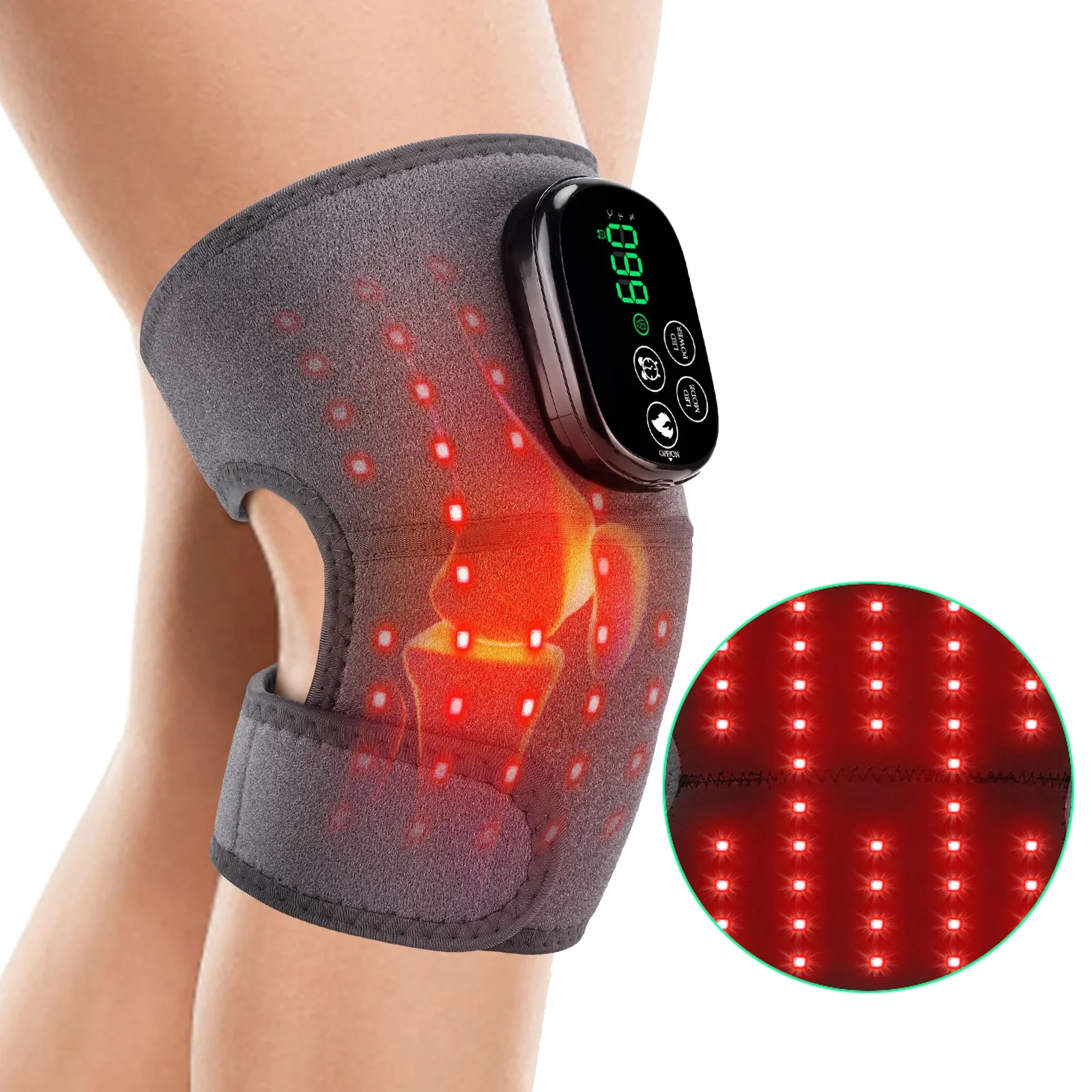 

Cordless 660nm 850nm Infrared Light Heating Knee Massager Elbow Pads Shoulder Wrap Red Light Therapy for Knee