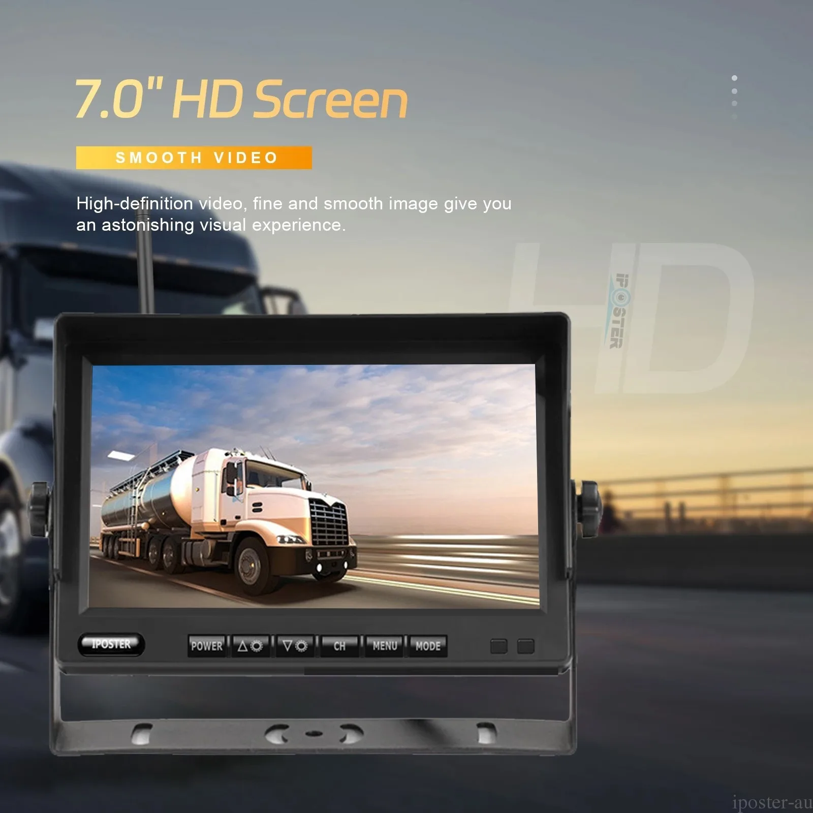 Lastbus الرقمية اللاسلكية 7 "رباعية مراقب BSD Ai كشف 1/2/4x عكس كاميرات احتياطية 30-50 متر لشاحنة القافلة Rv تخييم #2