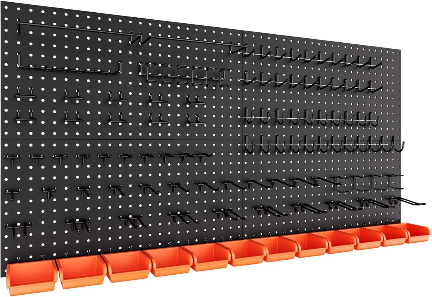 

48x24 Inch Metal Pegboard Kit with 156 Hooks & Bins for Garage Workshop Wall Storage