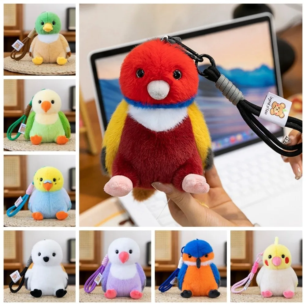 

10 Styles Cute Animal Bird Plush Keychain Realistic Sparrow Bird Doll Pendant Kawaii Colorful Furry Birds Keyrings Bag Pendant