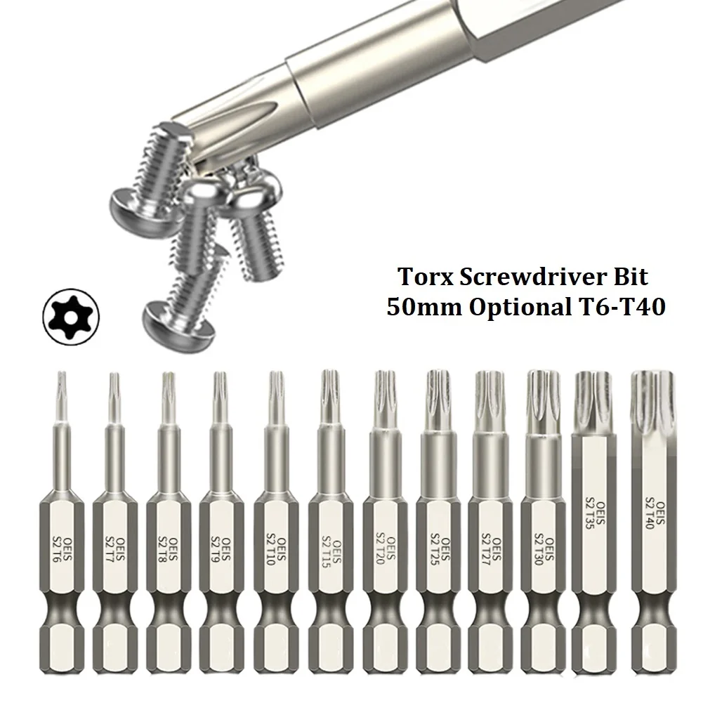 

2Inch Hollow Torx Screwdriver Bits 6.35mm Inch Hex Tamper Proof Screwdriver Drill Bit Screw Driver-T40 Hand Tools