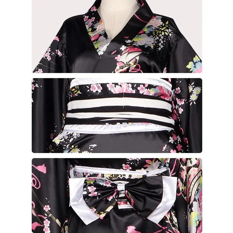 Cute Japanese Kimono for Women Yukata Plus Size Kawaii Anime Cosplay Sauna Bathrobe Halloween Costumes Party Performance Geisha