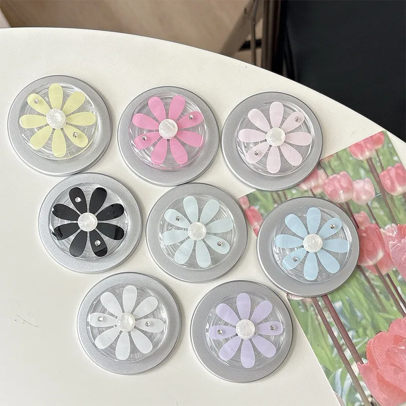 Suporte Magnético para Celular com Design de Flor Margarida para iPhone 17 16 Pro Xiaomi - Acessório de Suporte e Fixação