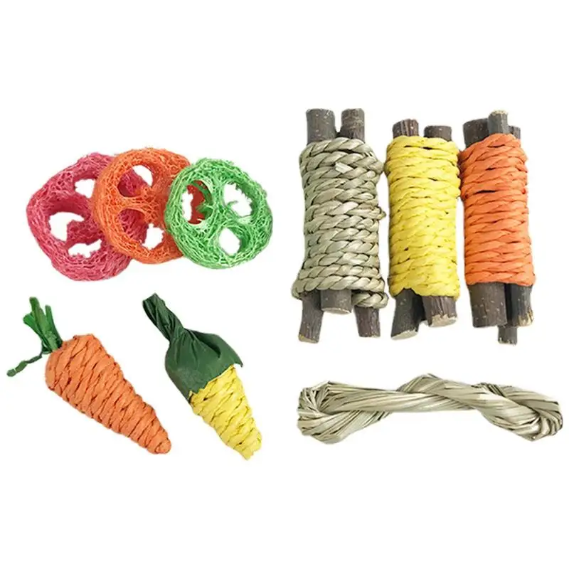 Rabbit Rope Toys Portable Bunnies Chews For Teeth Bunny Toys For Rabbits Treats Durable Tooth Cleaning Toy For Gerbil Squirrel