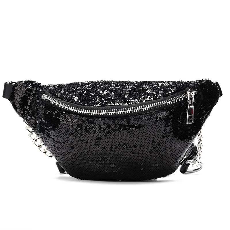 Women Sequin Fanny Pack Fashion Female Waist Bag 2022 New Chest Pouch Shoulder Bag Glitter Bum Belts Bags Waist Packs