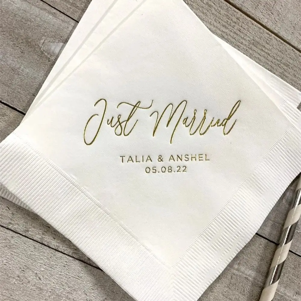 

Personalized Napkins Wedding Napkins Custom Monogram Just Married Beverage Cocktail Luncheon Dinner Guest Towels Available!