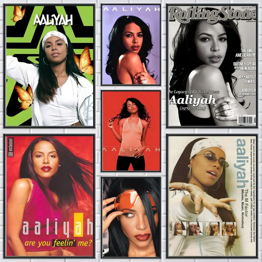 Singer A-Aaliyah Poster Perfect Sticker Self Adhesive Wall Art Decor for Home Office Dining Spaces