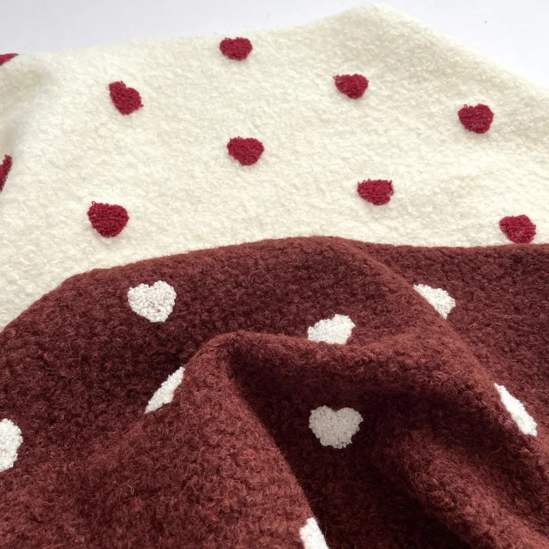 

Cute heart-shaped embroidered fabric for autumn and winter vest coat diy handmade fabric