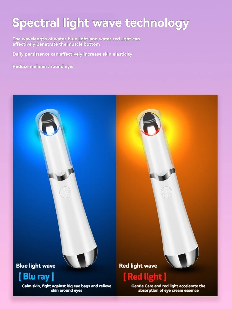 Gezichtsvibratiestimulator Oogbehandelingsapparaat met constante temperatuur Rood- en blauwlichttherapie Vermindert donkere kringen vervaagt Fijn Lin