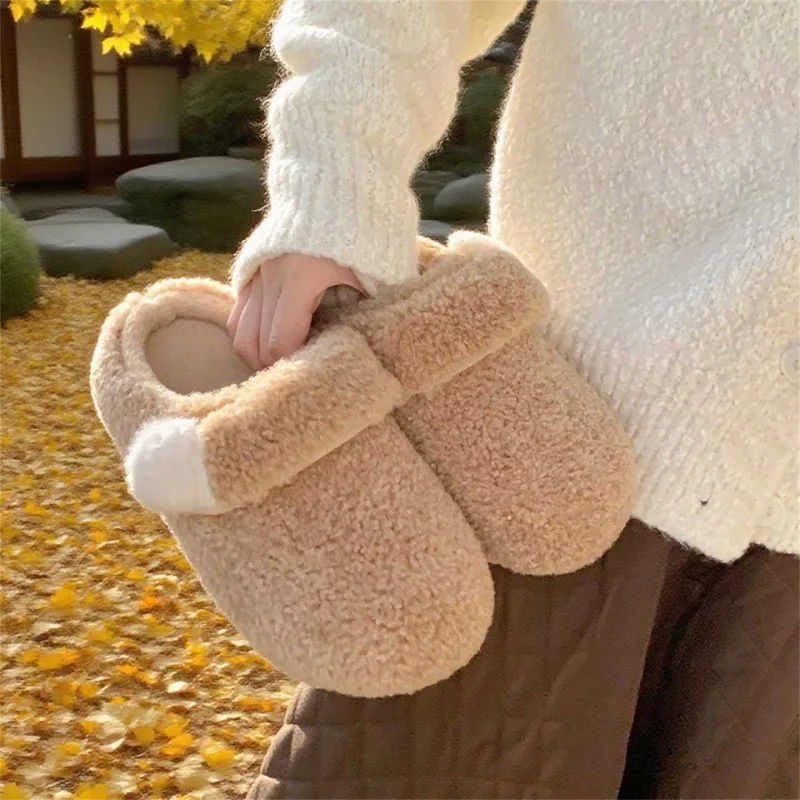 Adorable Cat Paw Home Cotton Slippers Women Winter Japanese Minimalist Warmth Non-Slip Outdoor Wearable Fur Shoes Soft