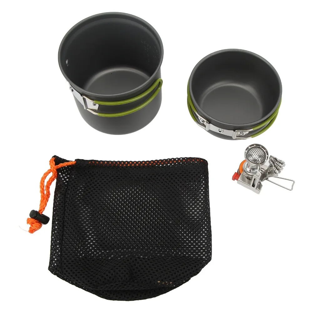 Alumine Camping Cooking Set High-Efficiency With Handle Camping Cookware Set Lightweight Portable Portable Stove Pot Set