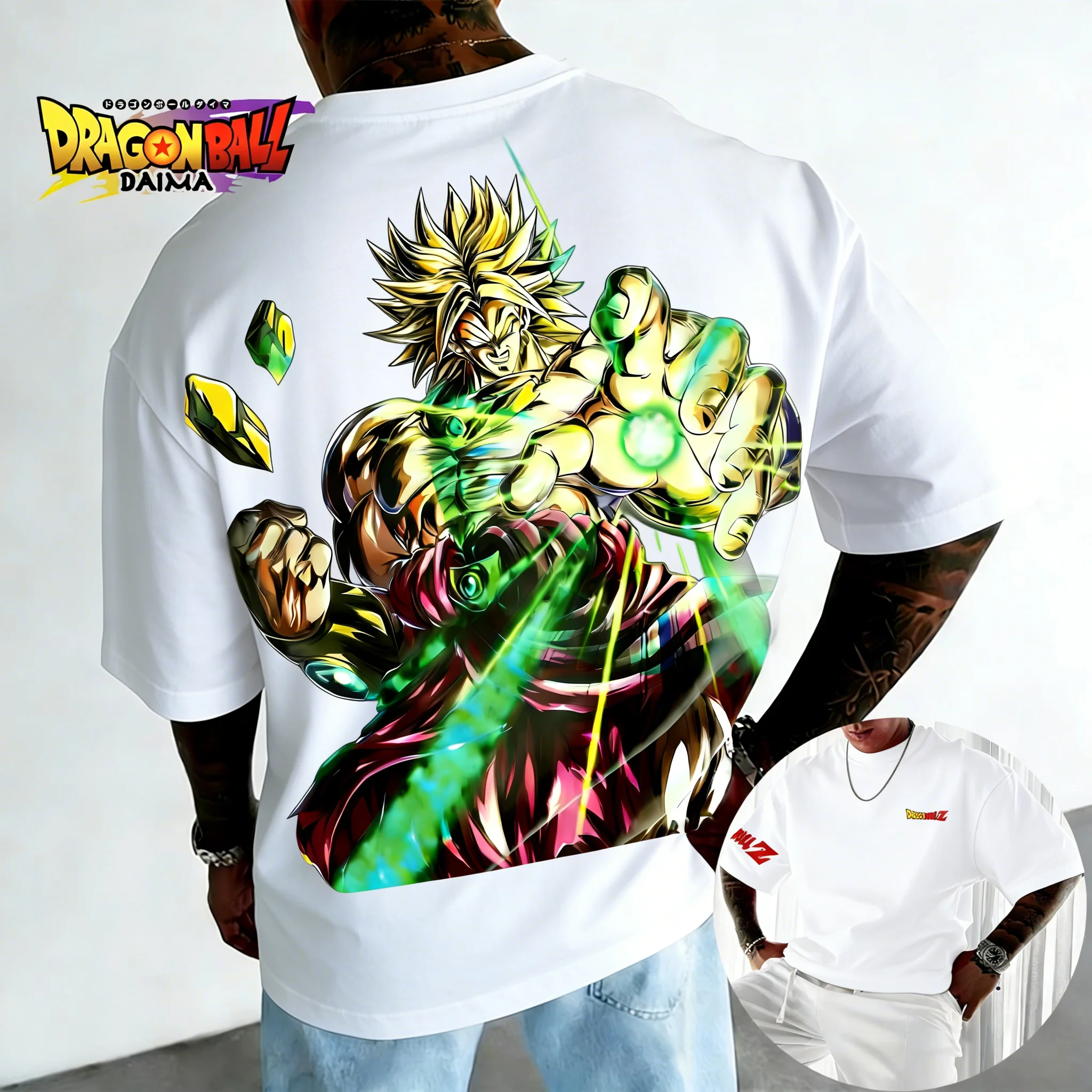 

Хлопковая футболка с принтом Dragon Ball Anime Broli, новинка лета 2026, модный свободный повседневный топ с короткими рукавами в стиле хип-хоп для мужчин и женщин