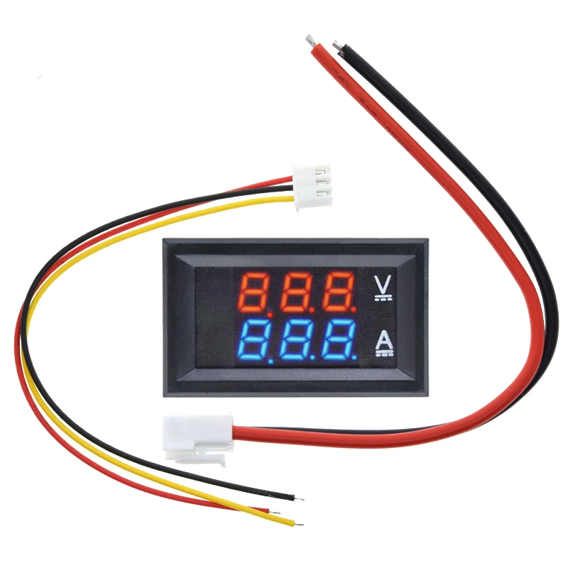 

5PCS Digital Voltmeter Ammeter DC 100V 10A Amp Voltage Current Meter Tester 0.28 Inch Dual LED Display Panel with Connect Wires