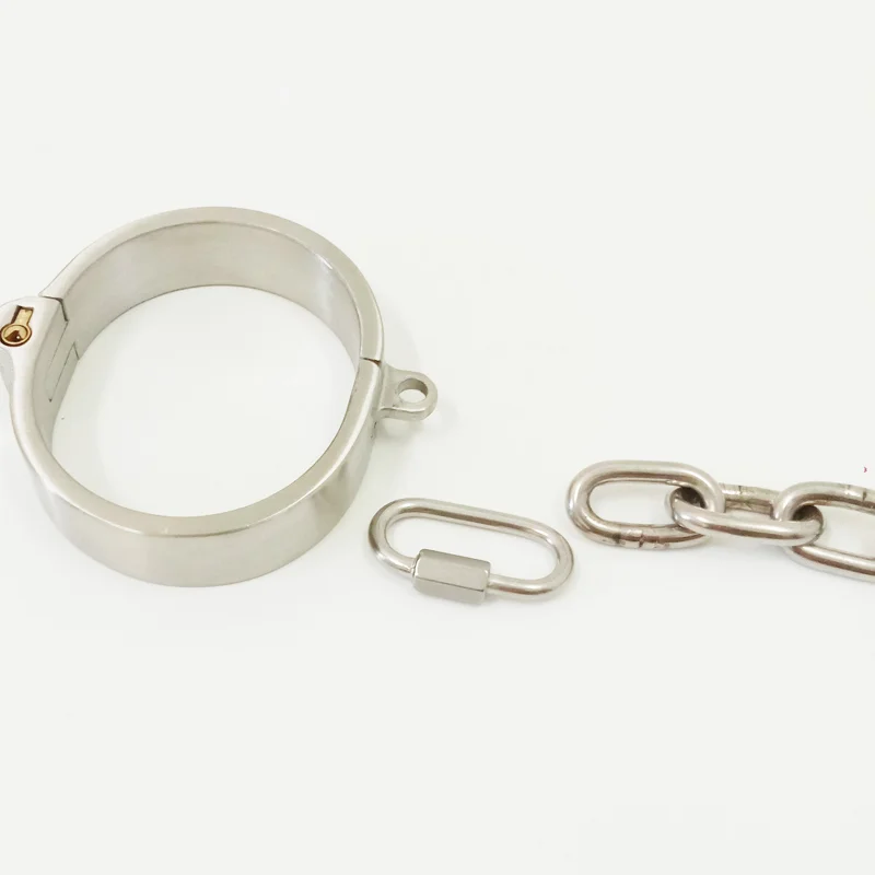 Stainless Steel Lockable Neck Collar Wrist Handcuffs Ankle Cuffs Detachable Buckle Chain Spreader Bar Slave BDSM Bondage Sex Toy