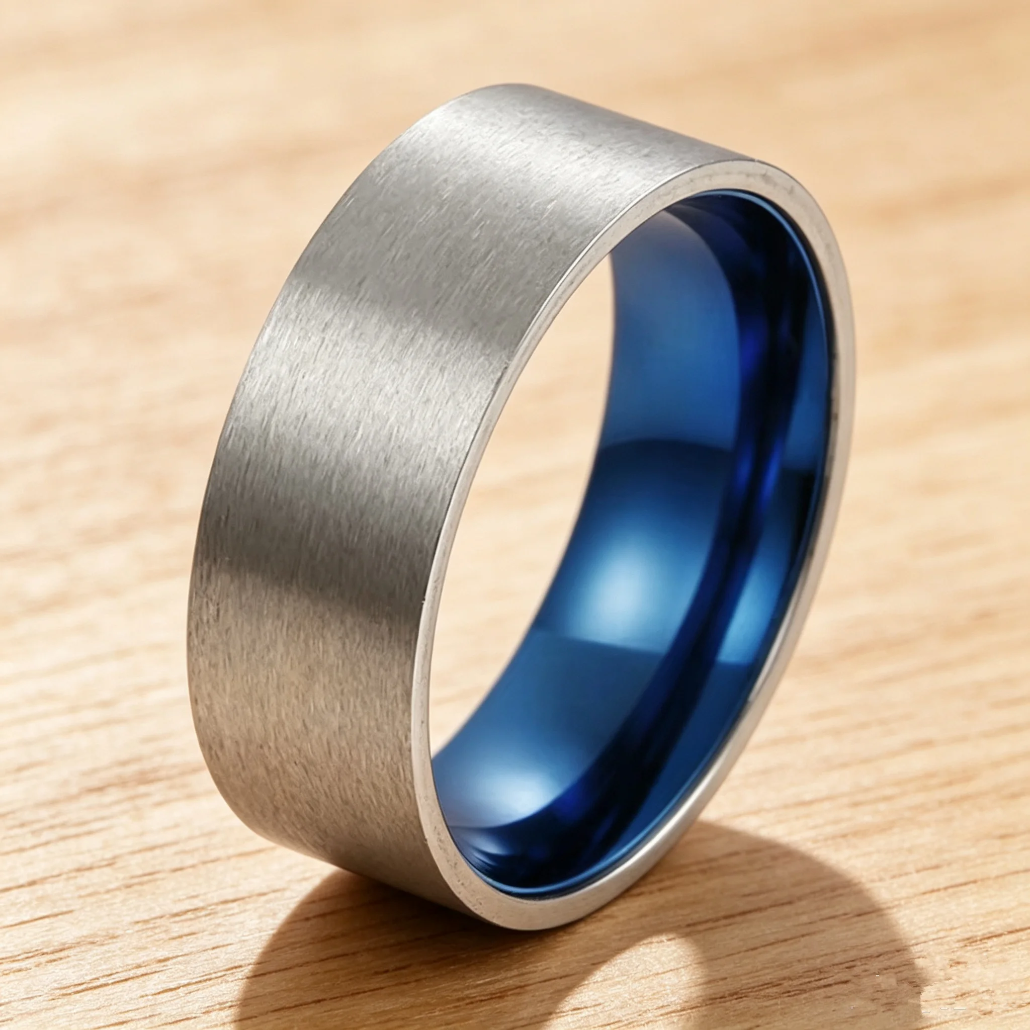 Stainless steel Wedding Ring Simple Design Couple Alliance Ring 8MM Width Band Ring for Women and Men