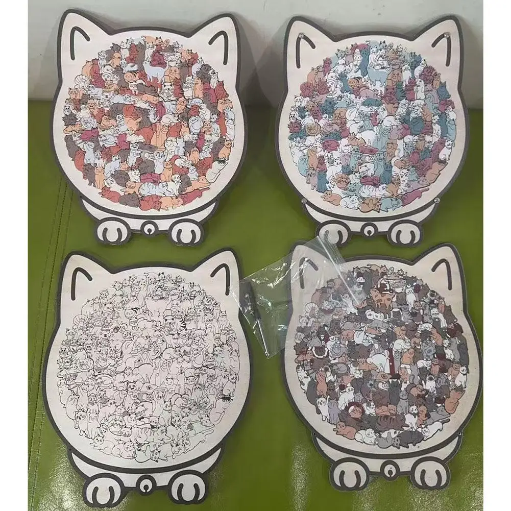 

Детские креативные головоломки в форме животных, настольные игры, сложенные кошки головоломки, игры для мозга, мышление, образование, деревянные игрушки