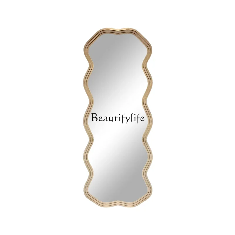 03.Wave full-length mirror wall hanging Nordic wall hanging fitting mirror special-shaped design sense household