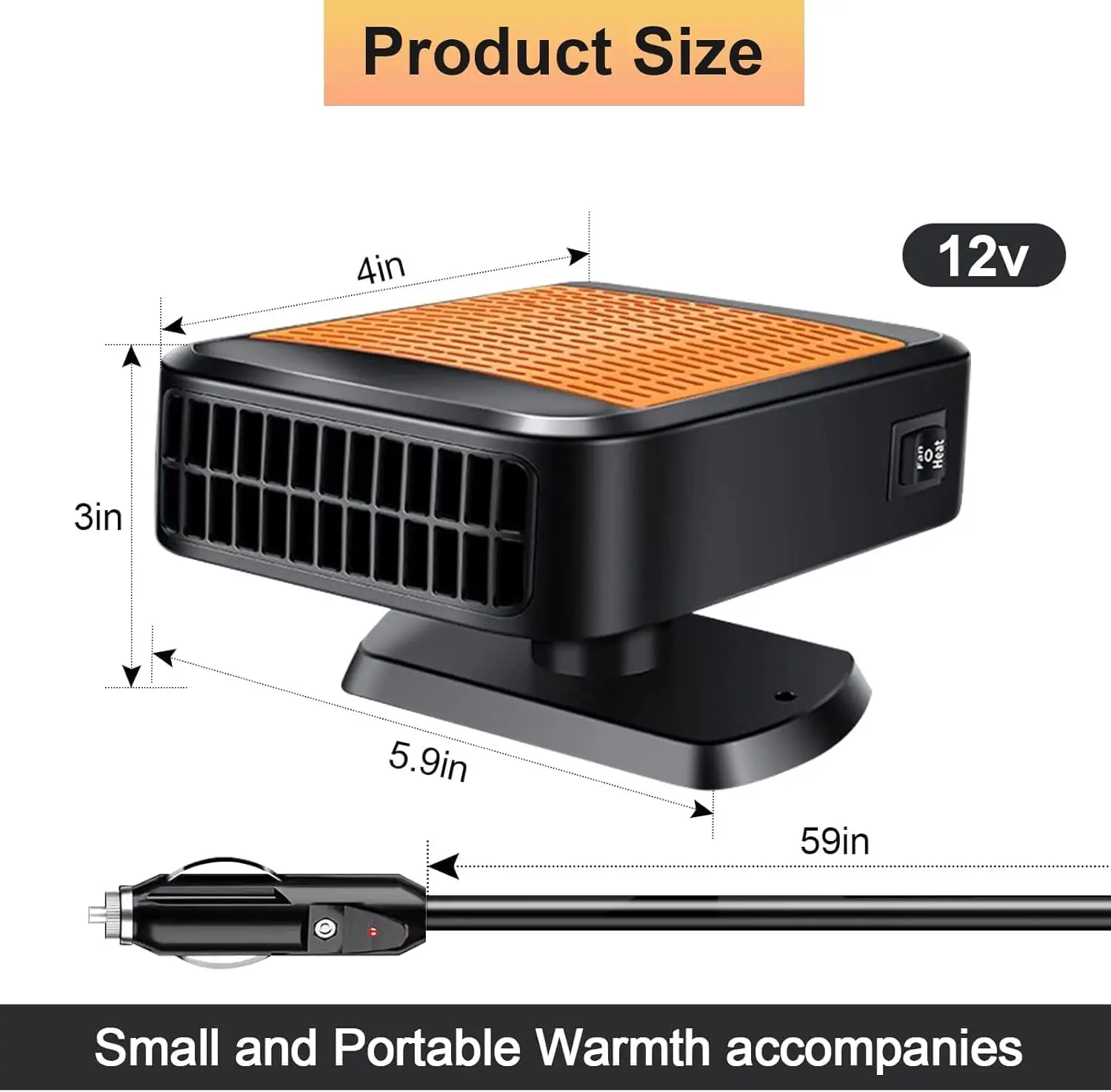 2 In 1 Car Heater 12V 200W Heating Fan Defroster Demister Winter Amplifier Cooling Fans Automotive Replacement For SUV Truck