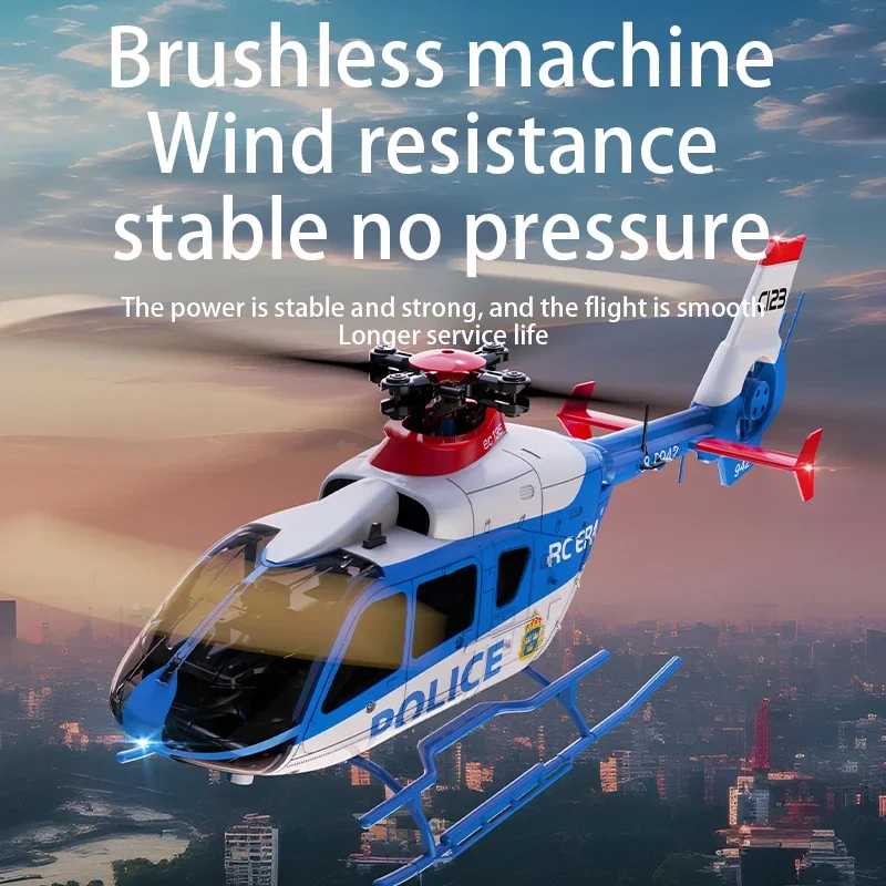 NEW C123 6CH RC Helicopter EC135 Double Brushless Direct Drive Single Paddle Aileron Free Helicopter model 3D Optical Flow Toys view 2