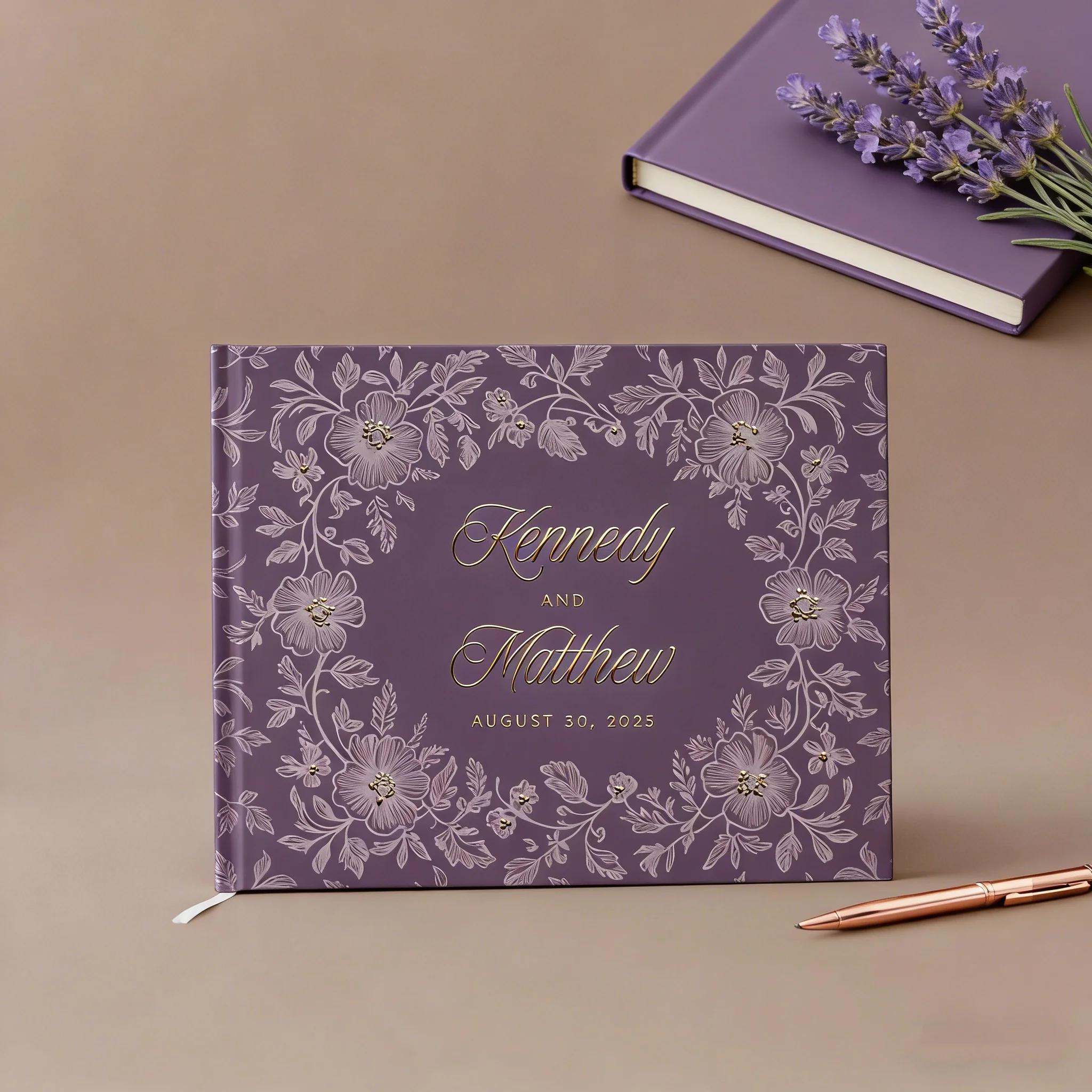 

Personalized Floral Frame Wedding Guestbook | Neutral Colors Elegant Memory Book | Reception Guest Registry & Bridal Shower Scra