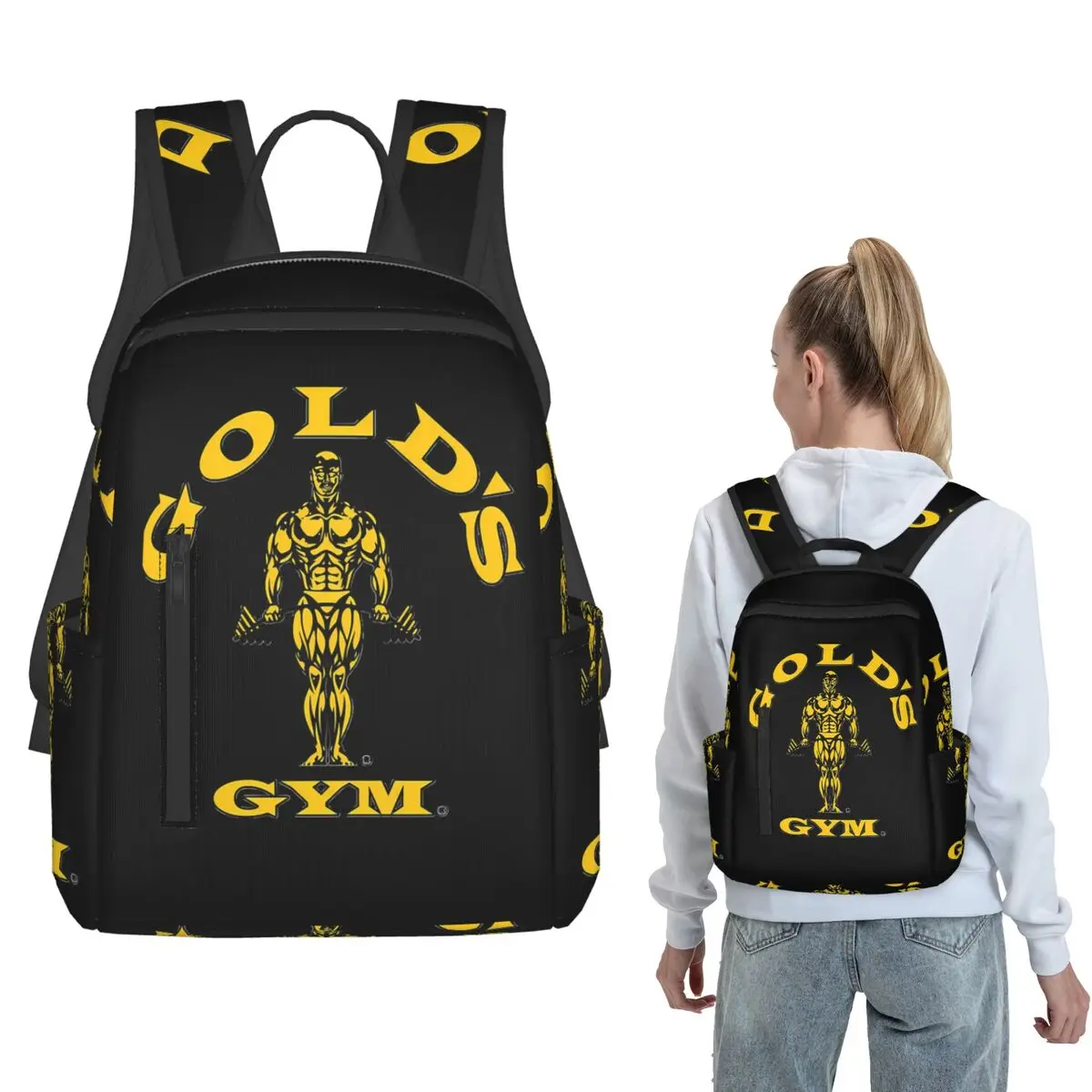 Golds Gym Classic Backpack Large Capacity Boys Girls BookBag School Bag Shoulder Bags for Men Women