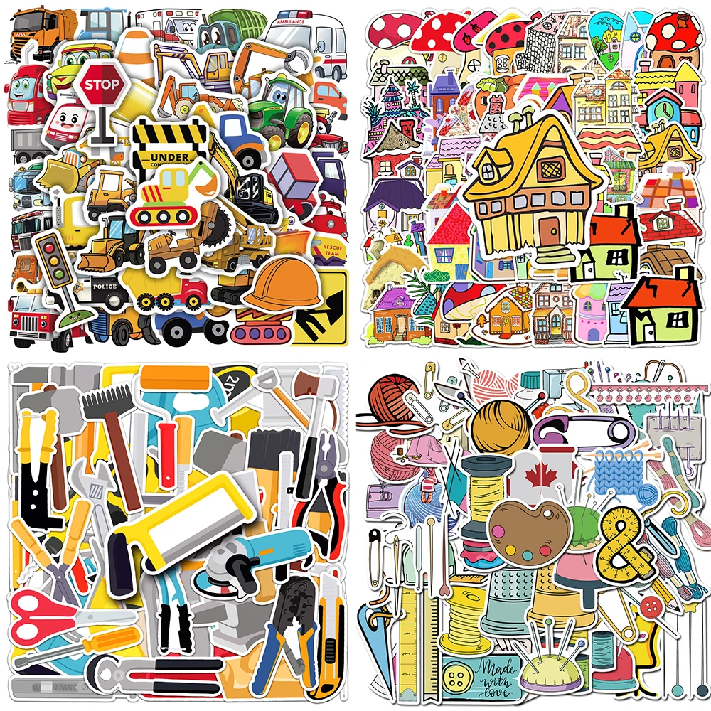 10/30/50PCS Cartoon Tool Stickers Series Handmade Sewing Graffiti Luggage Stationery Notebook Refrigerator Decoration Wholesale