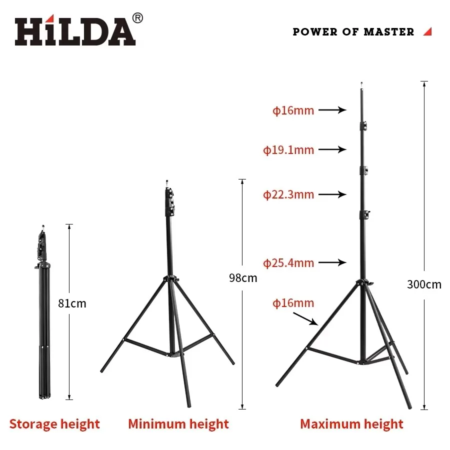 HILDA 3M Stativ für Laser-Nivelliergeräte, höhenverstellbares Metall-Fotografie-Stativ mit 1/4-Zoll-Schraube für Laser-Nivelliergeräte – Detail 3