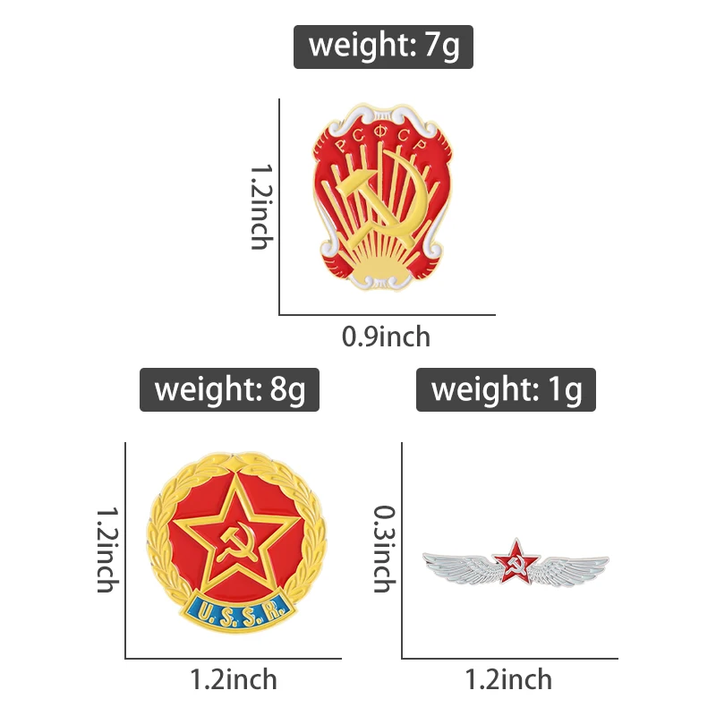 Soviet Stars and Wings Badge Enamel Pins Hammer and Sickle Pattern Red Medal of Honor Brooch Bag Lapel Badge Collect souvenirs view 2