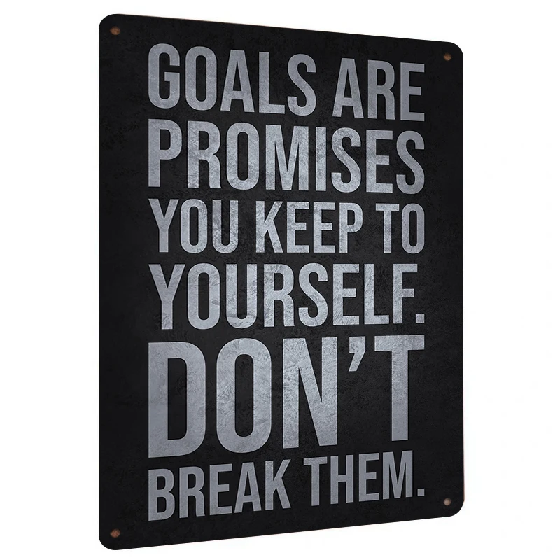 Inspirational Metal Wall Art Goals Are Promises Quote Decor for Home Office Study Room Motivational Tin Sign Decoration