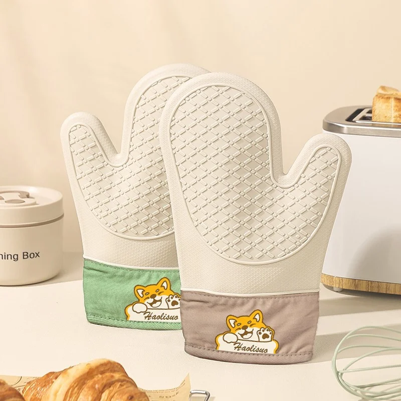 Oven Mitt Silicone - Silicone Heat Insulation Gloves Thickened Anti