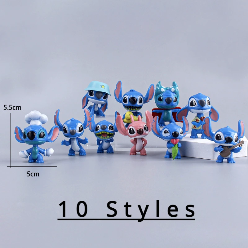 10 Styles PVC Cartoon Anime Lilo & Stitch Handmade Anime Figure Car Accessories Random Box Pendant Cake Decoration Birthday Gift