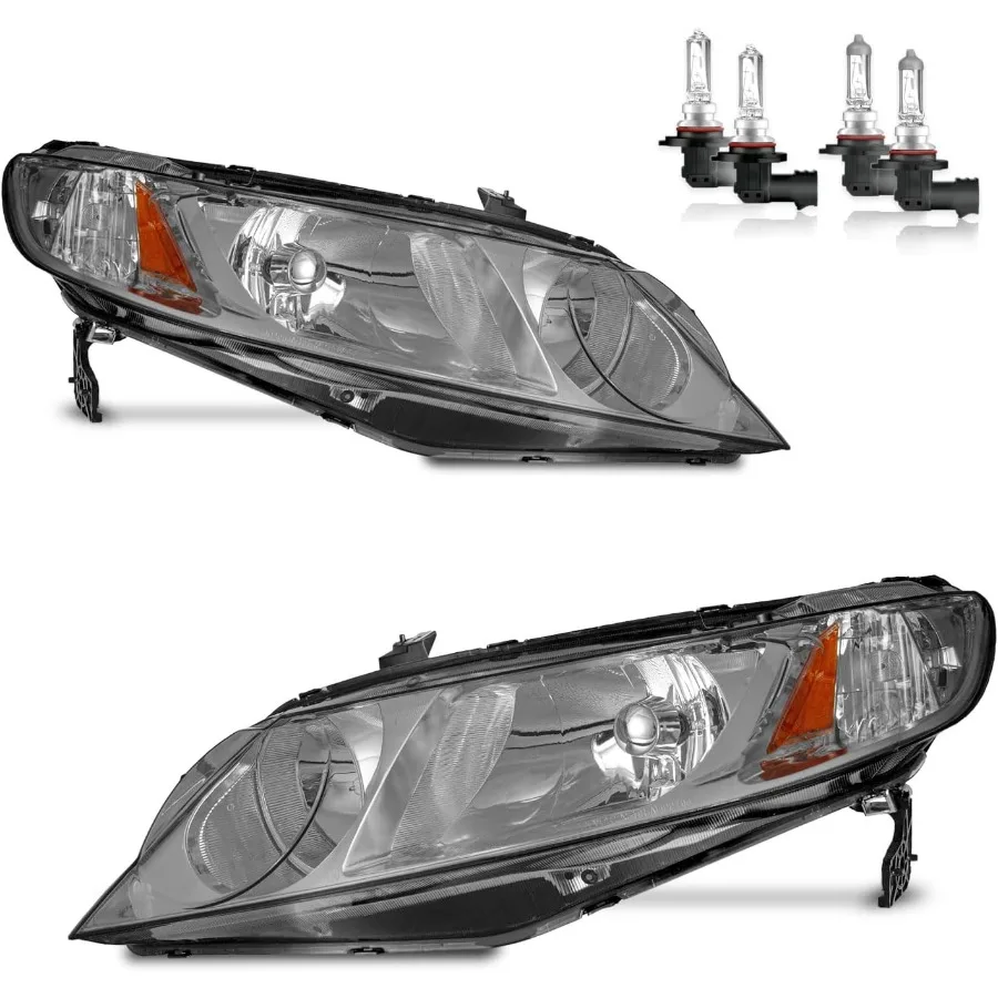 

Headlights Assembly for 20062011 Honda Civic 4Door Halogen Headlamp Replacement High Low Beam W Bulbs Driver Passenger Side Ide