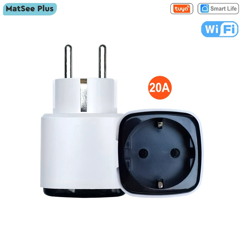 

EU Tuya Smart WiFi Plug 20A Socket APP Remote Control Timing Monitor Power Consumption Support Alexa Google Home AC90-250V