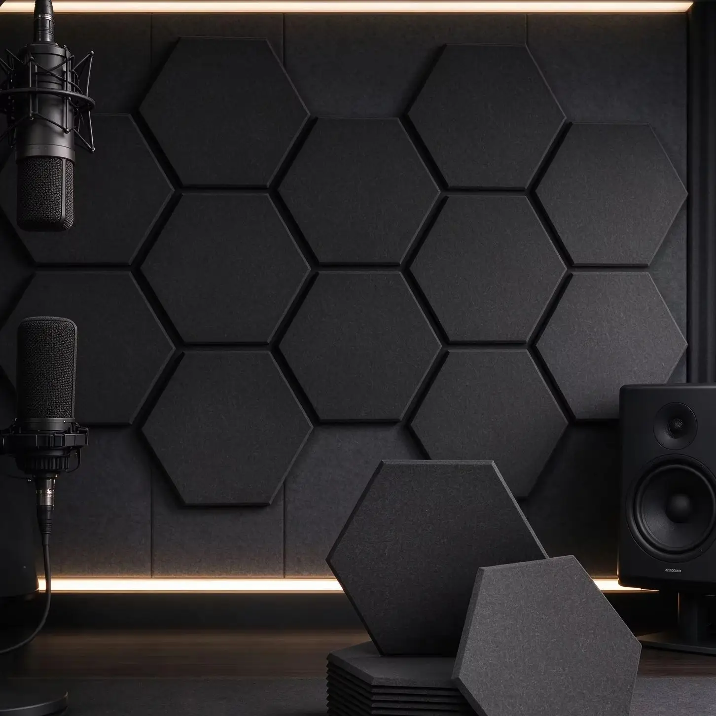 Hexagon Design Sound-absorbing Panels 12/18PC Sound Proof Acoustic Panels Thickened High Density Sound Proof Insulation Absorb Noise Eliminate Echoes Wallpaper Pin Note Memo Photos Bulletin Board for Studio Walls Ceiling Living Room Office Home Decorativ