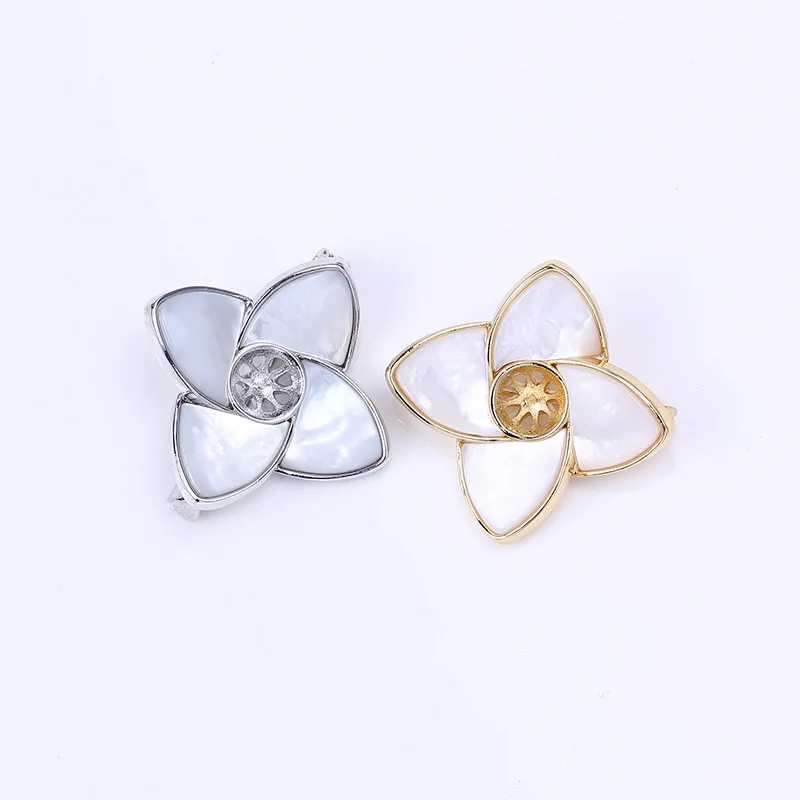 Pearl Brooch DIY Accessories, Copper Gold Plated Shell Flower Corsage Accessories, Elegant Accessories