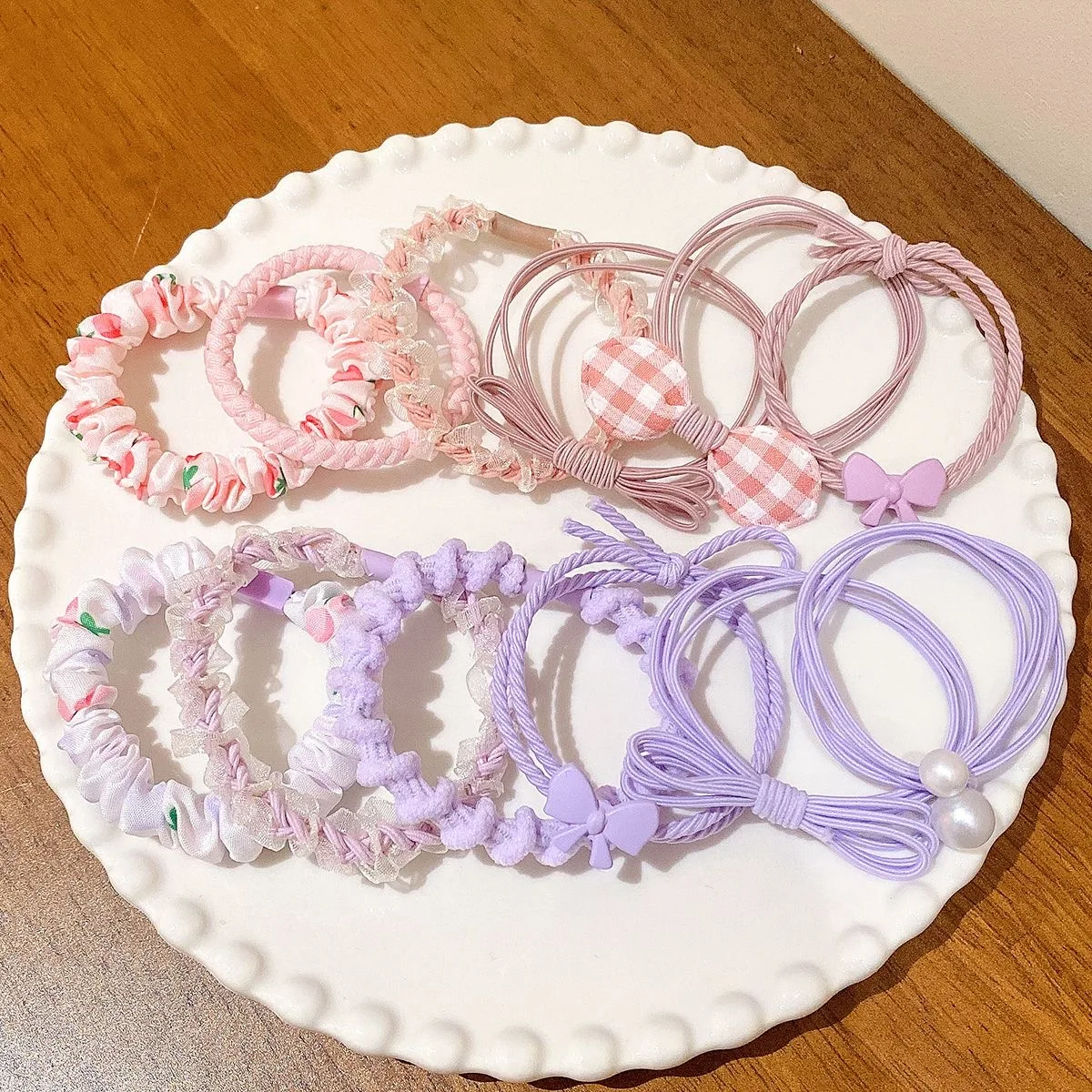 6Pcs/Set Korean High Elastic Hair Rope For Women Scrunchies Ponytail Holder Hair Band Hair Tie Accessories For Girl Women