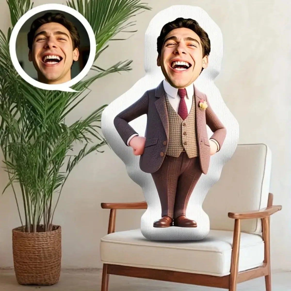 وسادة قطيفة منزلية مخصصة للصور - هدية مخصصة على شكل وجه مع صورتك، هدية لصديقك #1