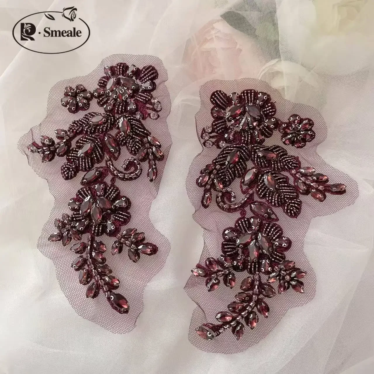 Handgenähte Strassblume für Hochzeitskleid, Strassmäntel, verspiegelte Schultern, DIY-Patch, Glasbohrer, funkelnde Blumen