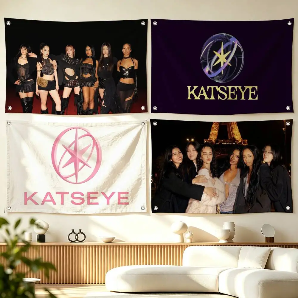 K-KATSEYE Global Girl Group  Flag Suitable For Party Club Outdoor Interior Wall Decoration Banner Fans Gift